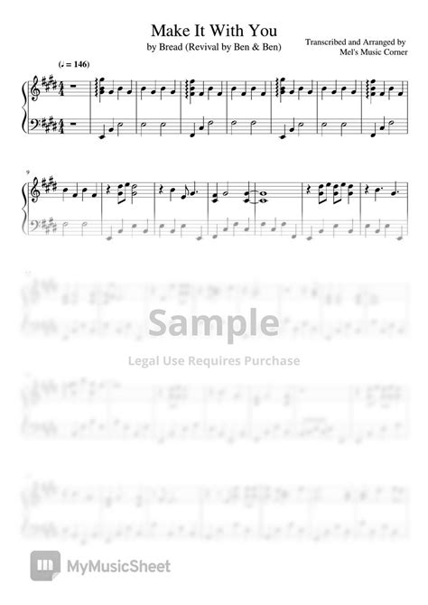 Bread Ben Ben Version Make It With You Piano Sheet Music Sheets