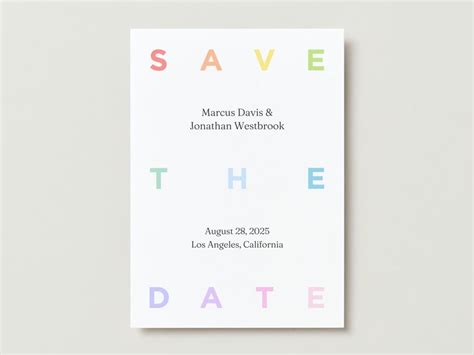 Minimal Lgbtq Wedding Invitation Save The Date Printable Etsy