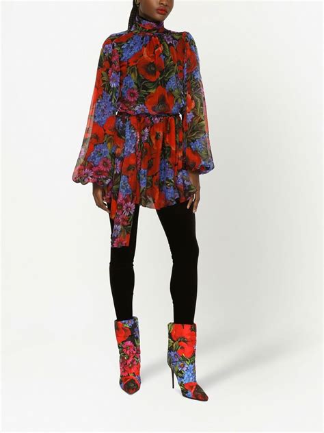 Dolce Gabbana Floral Print Silk Chiffon Minidress Farfetch