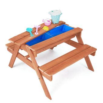 Table pique nique enfant 2 en 1 avec bac à sable 6 accessoires château