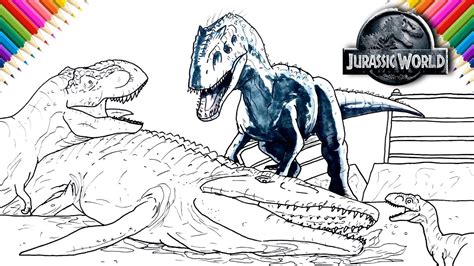 How To Draw Indominus Rex Vs Allt Rexbluemosa Jurassic World Youtube