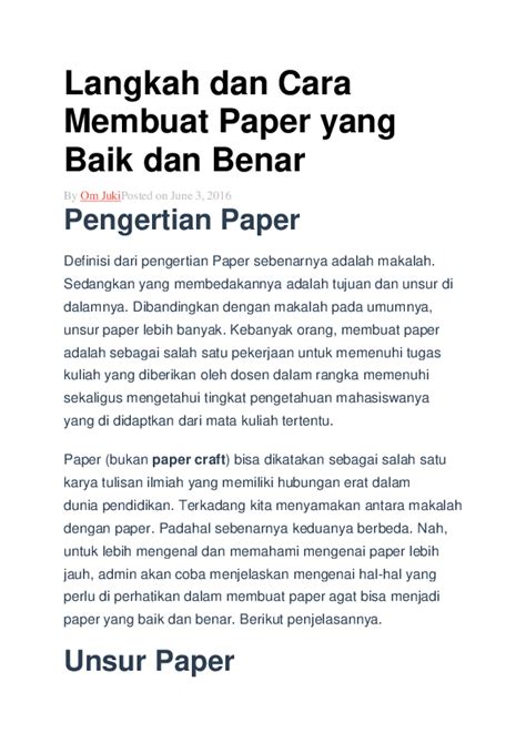 Detail Contoh Membuat Paper Koleksi Nomer