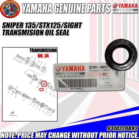 SNIPER 135 STX125 SIGHT TRANSMISSION OIL SEAL YGP GENUINE 93102 20892