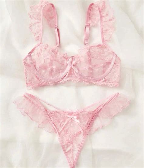 Light Pink Lace Lingerie Set Etsy
