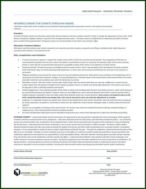 Dental Crown Shade Consent Form Form Resume Examples 05ka07qm1w