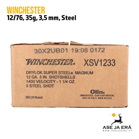 12 76 Winchester Super Steel DRYLOK Haulikonpatruuna 35g No 3