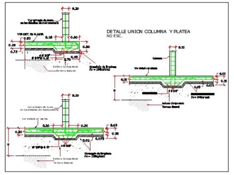 Detalles de muro y columna en una losa de cimentación 73 15 KB