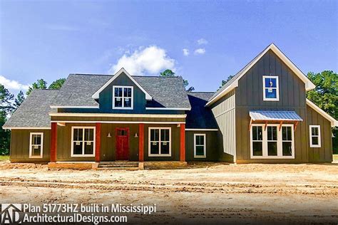 Modern Farmhouse Plan 51773HZ comes to life in Mississippi (third one there)! Building Roof ...