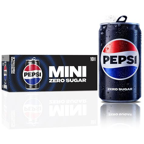 Pepsi Zero Sugar Soda 75 Ounce Mini Cans 10 Pack Packaging May