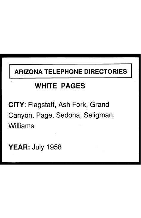 1958 Flagstaff Telephone Directory White Pages | Arizona Memory Project