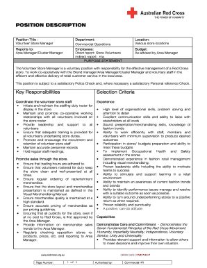 Fillable Online Redcross Org Volunteer Store Manager Position