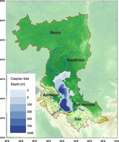 Location and depth of Caspian Sea | Download Scientific Diagram