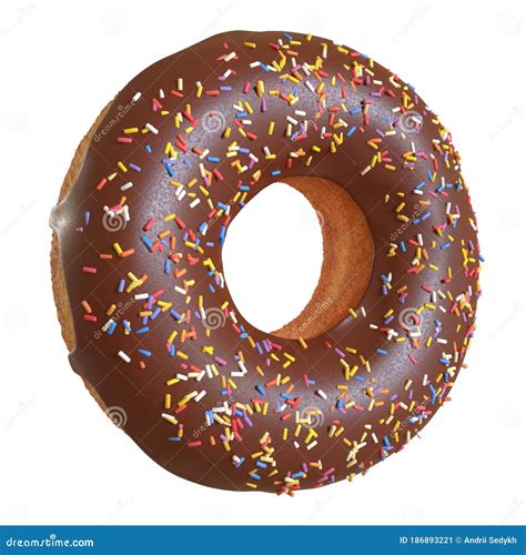 Chocolate Donut Isolated On A White Background Stock Illustration