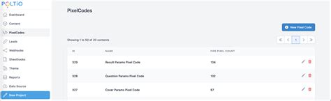 PixelCode Integration - Poltio API Reference