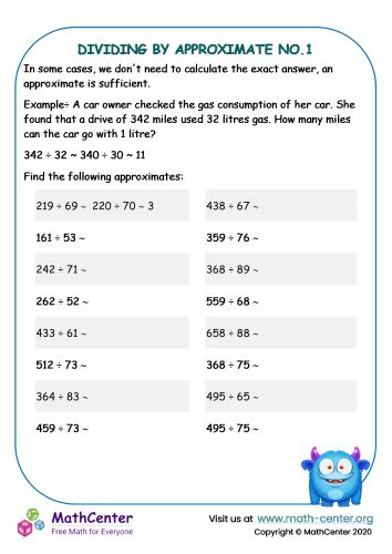 Fourth Grade Worksheets Division With Remainders Math Center