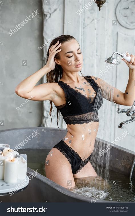 Beautiful Sexy Brunette Girl Posing Around Stock Photo 1408396403 Shutterstock