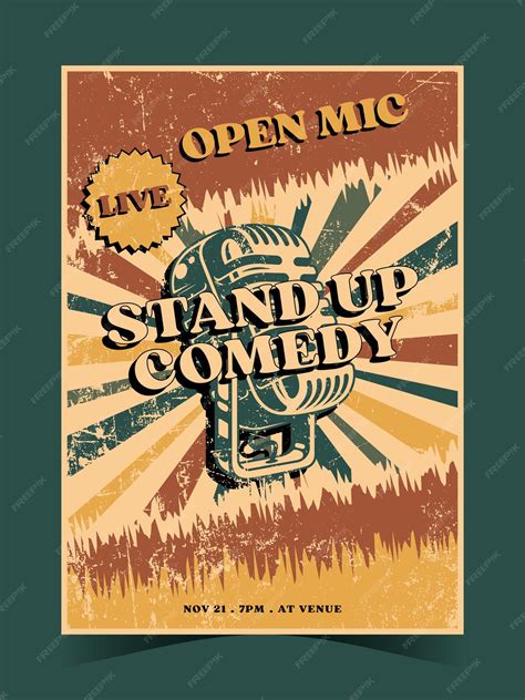 Premium Vector | Vintage Stand Up Comedy Poster Template