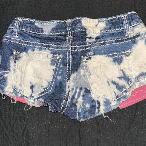 Y K Bongo Jean Shorts With Pink Contrast Stitching Depop