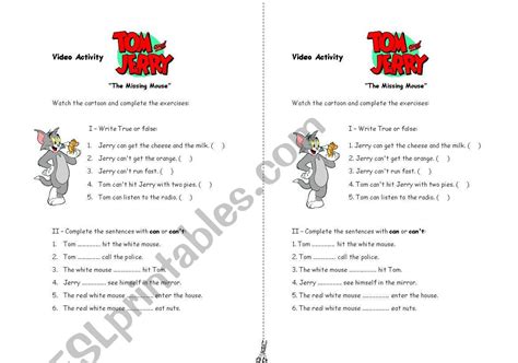 Video Activity Tom And Jerry Esl Worksheet By Lucka20