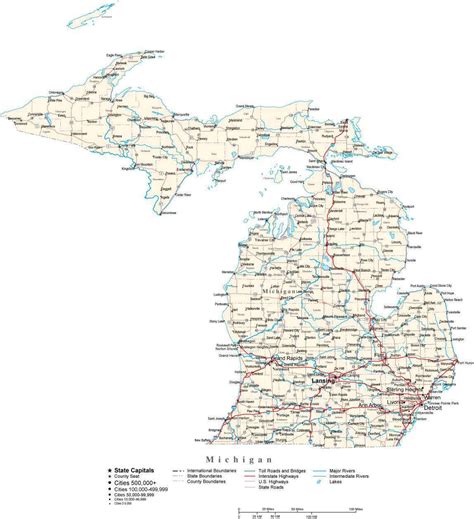 Michigan State Map in Fit-Together Style to match other states