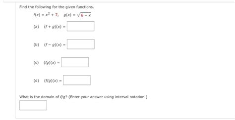 Solved Find The Following For The Given Functions