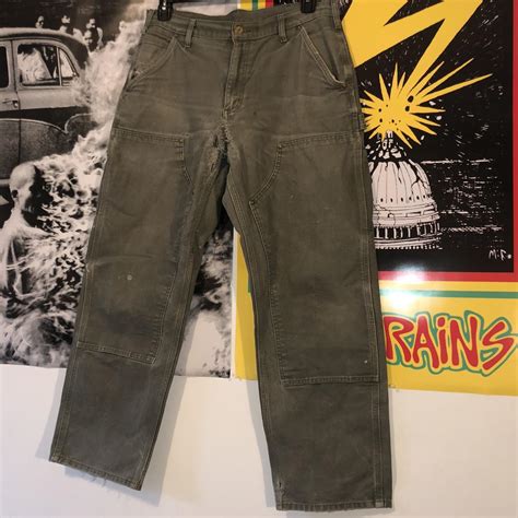 Green Carharrt Double Knee Carpenter Pants 34x30 Pre Depop