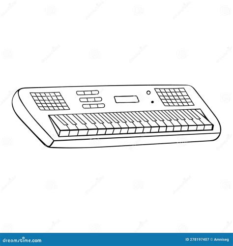 Hand Drawn Electronic Piano Keyboard Musical Instrument Vector Design