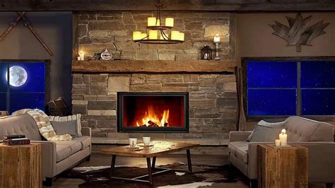 Футаж Камин вечерней комнате со звуком горящего камина - YouTube