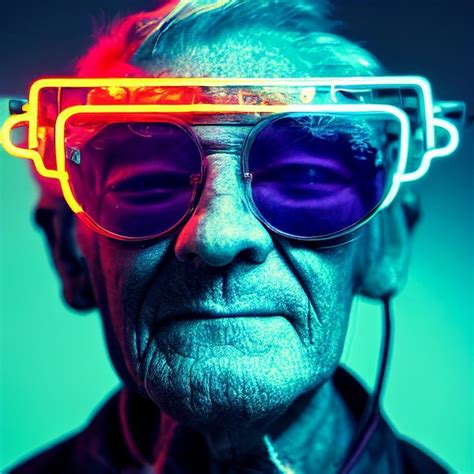 Premium Photo Cyberpunk Man Portrait Futuristic Neon Style