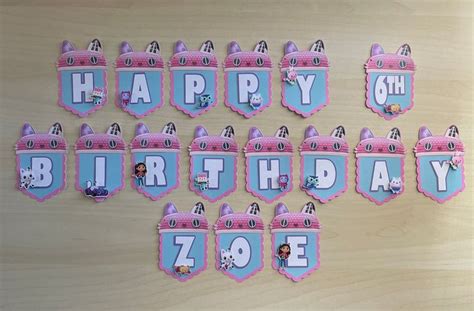 Gabby S Dollhouse Birthday Banner Personalized Gabby S Dollhouse