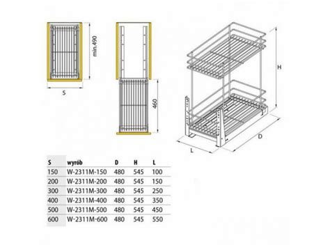 Kosz cargo mini standard nomet 40 2 poz z miękkim domykiem chrom w