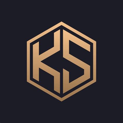 Elegante letra hexagonal diseño inicial del logotipo de KS Vector Premium