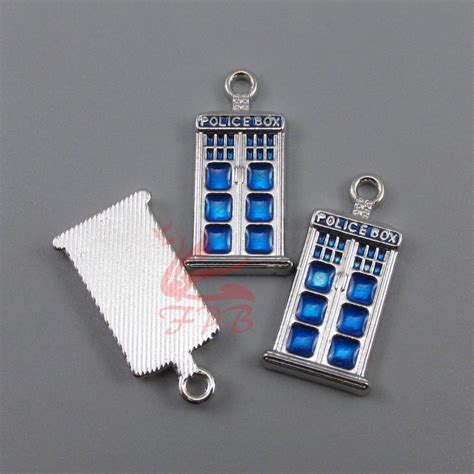 2 Blue Police Box Charms 27mm Wholesale Blue Enamel Pendants Etsy