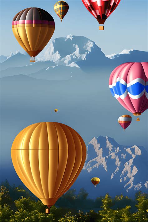 Realistic Hot Air Balloons Over Pretty Scenery Creative Fabrica