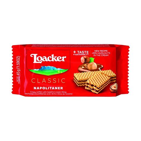 Loacker Napolitaner Hazelnut Cream Wafer Biscuit 45g Biscuits Wafers