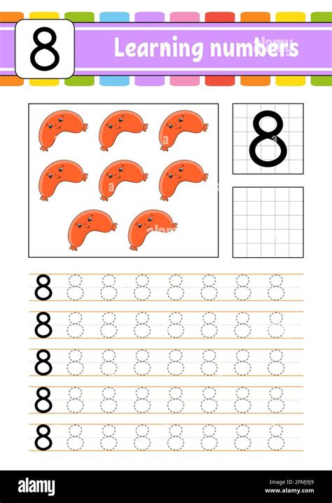 Number 8 Trace And Write Handwriting Practice Learning Numbers For