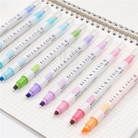 Andstal 12 Colors Unique Pastel Color Dual Tips Highlighter Pen