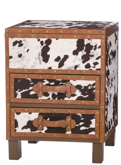 Odea Cowhide Drawer Accent Chest Wooden Cabinets Cabinet Western