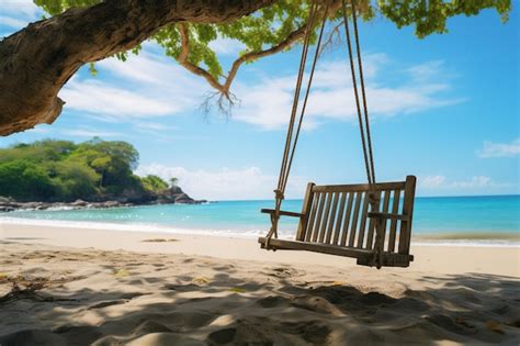 Premium Ai Image Beachside Relaxation Swinging Idly The Beach Offers