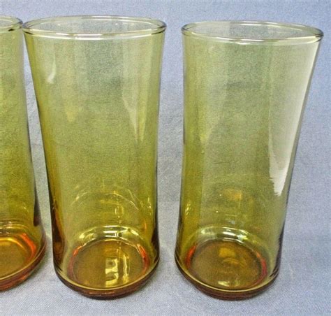 4 Vintage Libbey Gold Bolero Tumblers 16 Oz Amber Cooler Glasses 4547446900