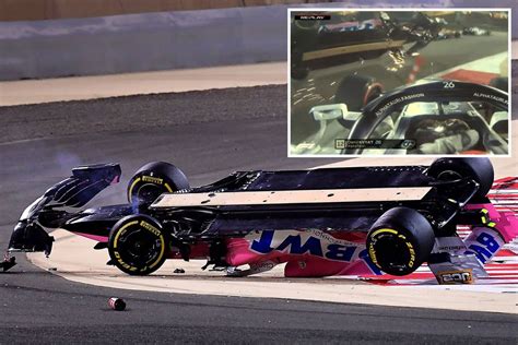 Lance Stroll car flipped UPSIDE DOWN on restart of Bahrain Grand Prix ...