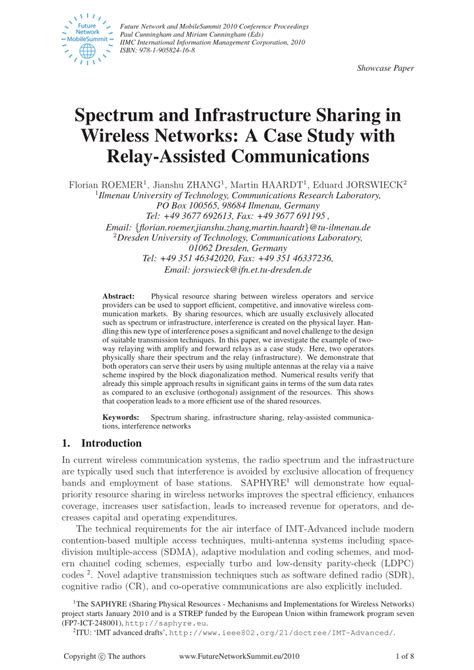 Pdf Spectrum And Infrastructure Sharing In Wireless Networks A Case