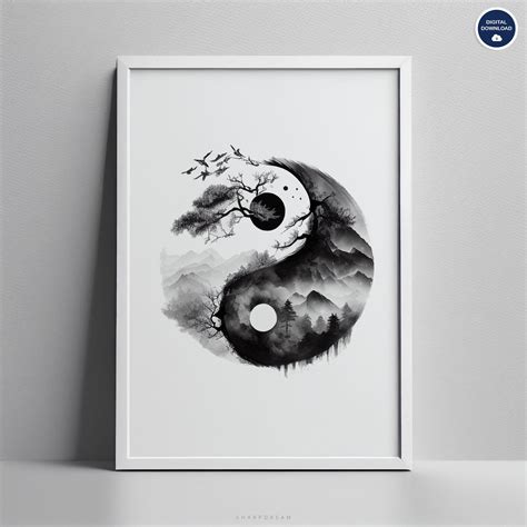 Yin Yang Printable Poster Balance Wall Art Ying Yang Wall Poster