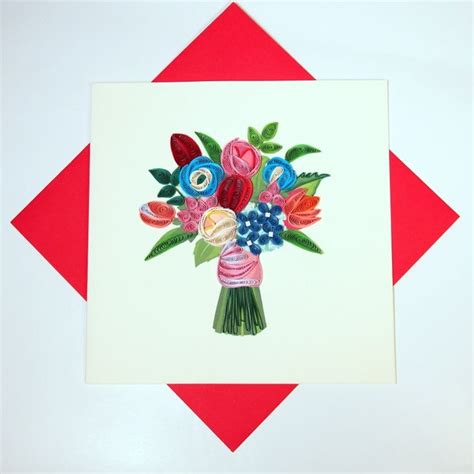 Bouquet of Flowers Quilling Card | Quilling cards, Hand of cards ...