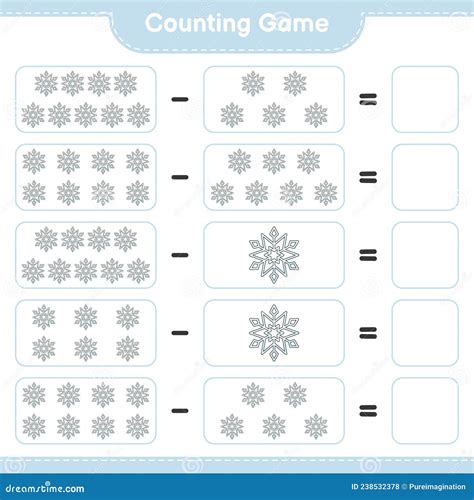 Counting Game, Count the Number of Snowflake and Write the Result. Educational Children Game ...