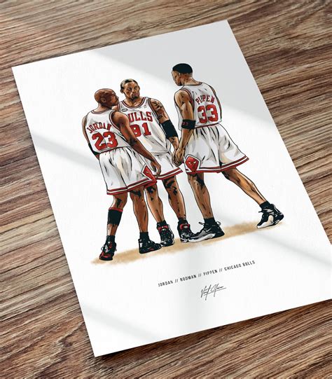 Michael Jordan Dennis Rodman Scottie Pippen Chicago Bulls Etsy México