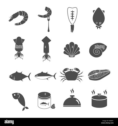 Seafood Icons Set Vector Stock Photo Alamy