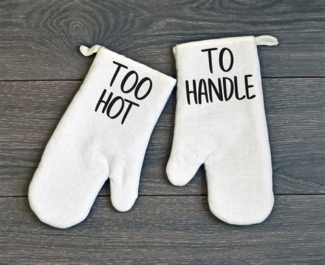 Funny Oven Mitt Set Of Two Too Hot To Handle Etsy