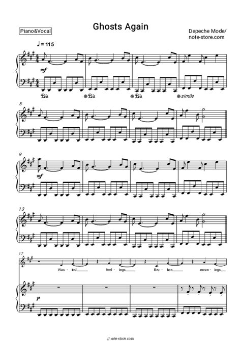 Ghosts Again Piano Sheet Music And Voice Depeche Mode In Note