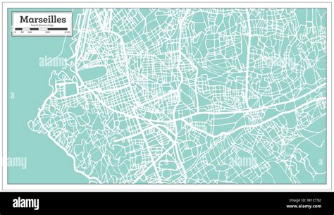 Marseille France City Map In Retro Style Outline Map Vector